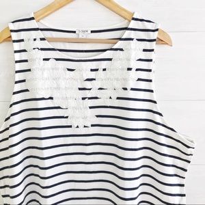 {J.Crew} Black & Ivory striped tank, L